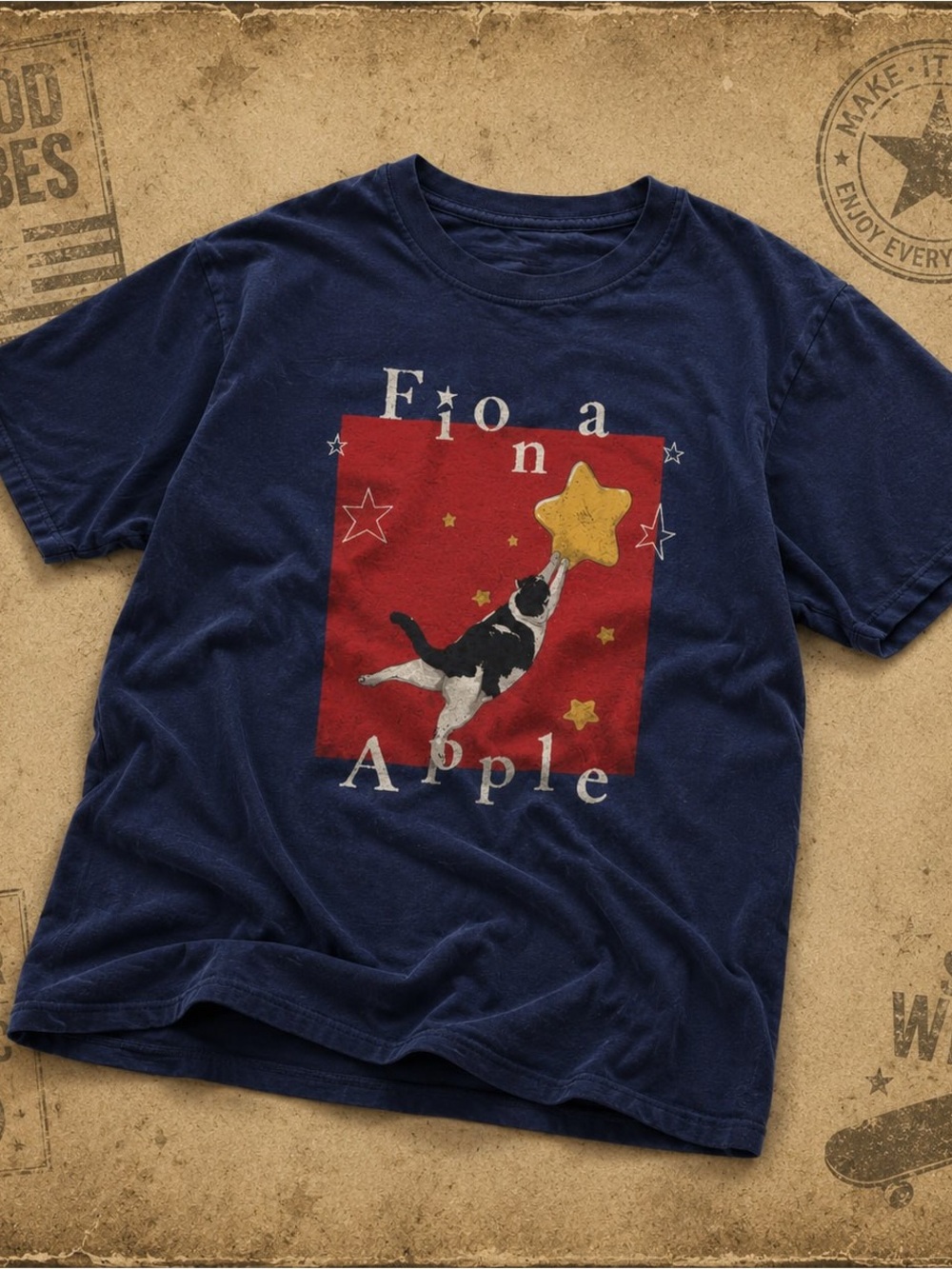 Navy Fiona Apple Cat Graphic T-Shirt